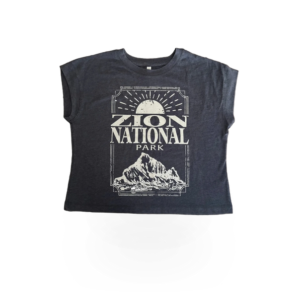 Concept 360 Watchman Sunrise cap sleeve T-shirt with a vibrant sunrise theme and casual fit, shown on a plain background.