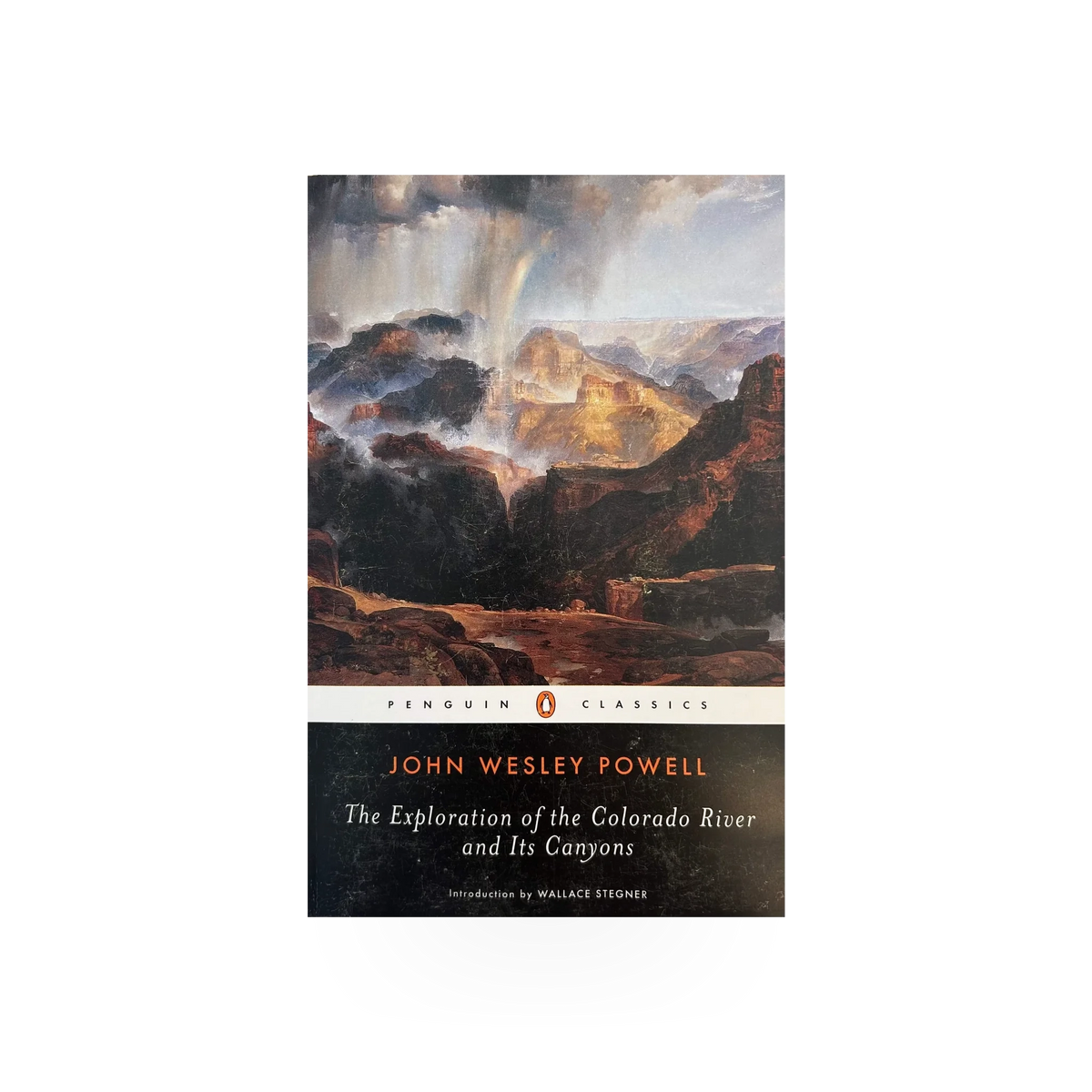 Cover image of "Exploration of the Colorado River" book by Penguin Random House, featuring a scenic river landscape.