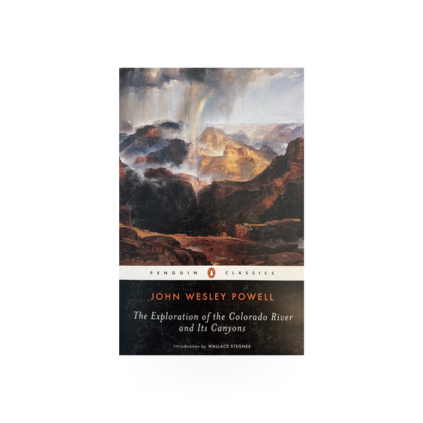 Cover image of "Exploration of the Colorado River" book by Penguin Random House, featuring a scenic river landscape.