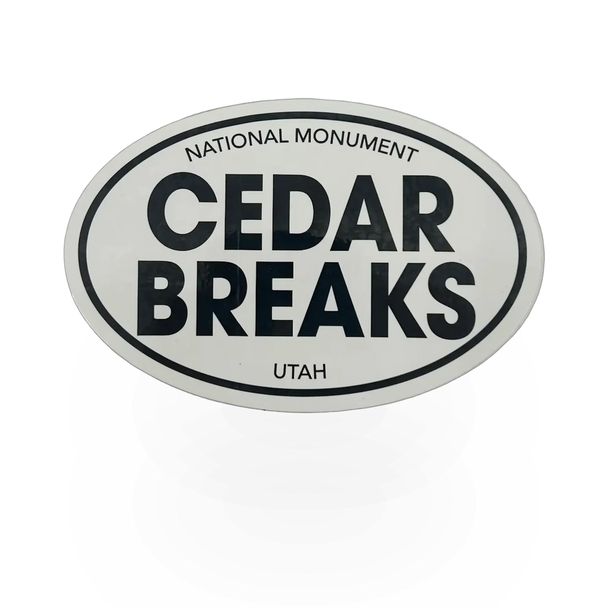Oval black and white cedar breaks sticker from Impact Photographics, featuring scenic landscape design on a VA sticker.