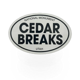 Oval black and white cedar breaks sticker from Impact Photographics, featuring scenic landscape design on a VA sticker.