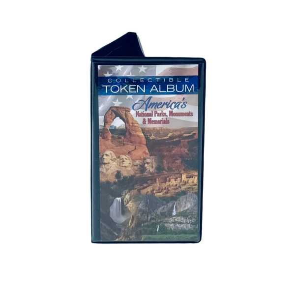 Impact Photographics Token Album America theme open with American flag design and collectible tokens inside