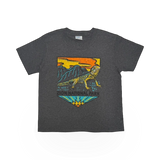 RMR Designs themed T-shirt featuring a detailed Yth Woodblock Collared Lizard illustration on the front.