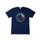Keezer Sportswear ZNP America 250 flag-themed T-shirt with patriotic design, featuring the American flag and bold graphics.