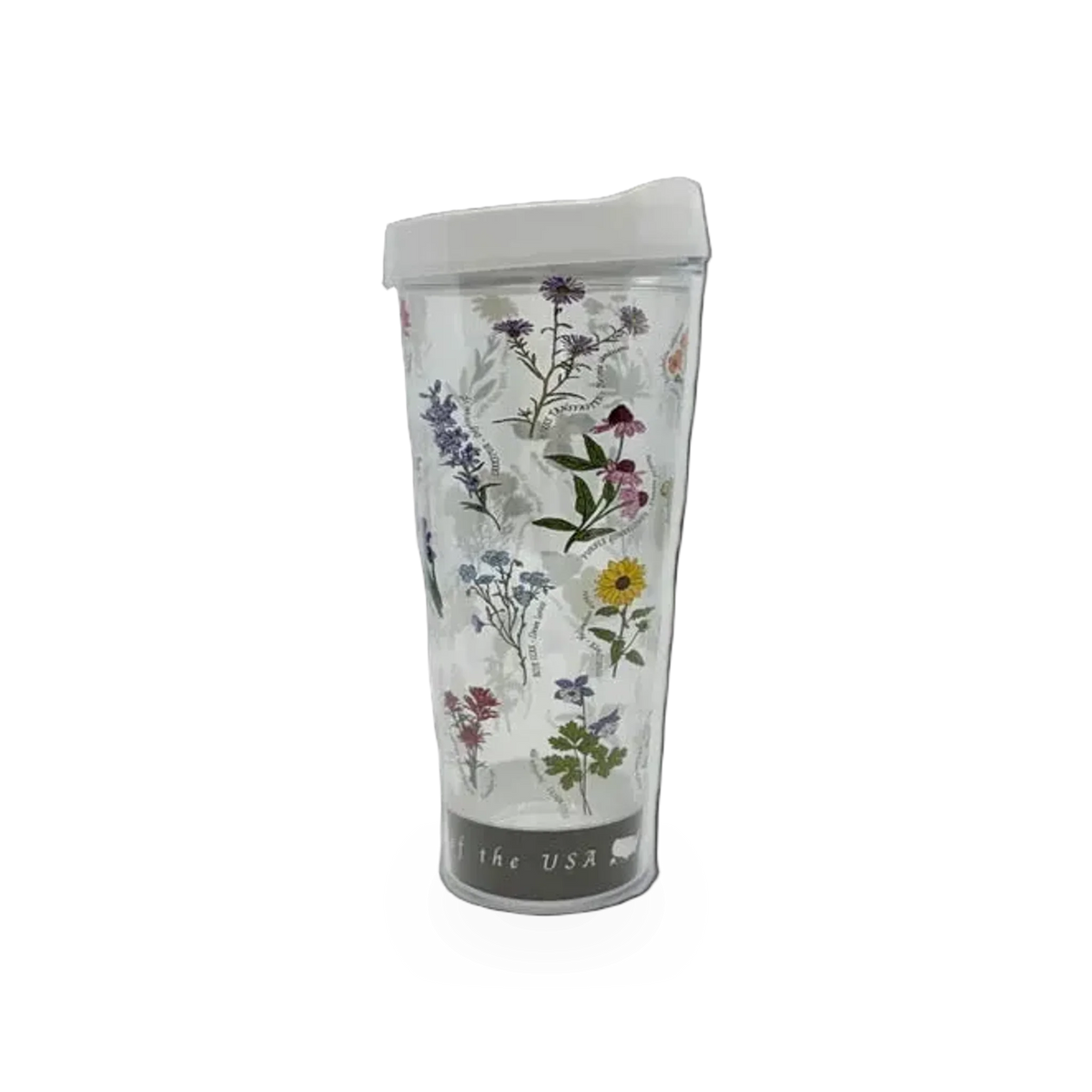 22 oz. Wildflowers of the USA themed tumbler by McGovern Maps, featuring vibrant floral illustrations on a durable travel mug.