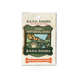 Eagle River Designs BARK Ranger dog patch with Zion theme, featuring vibrant embroidery and detailed design on a fabric background.