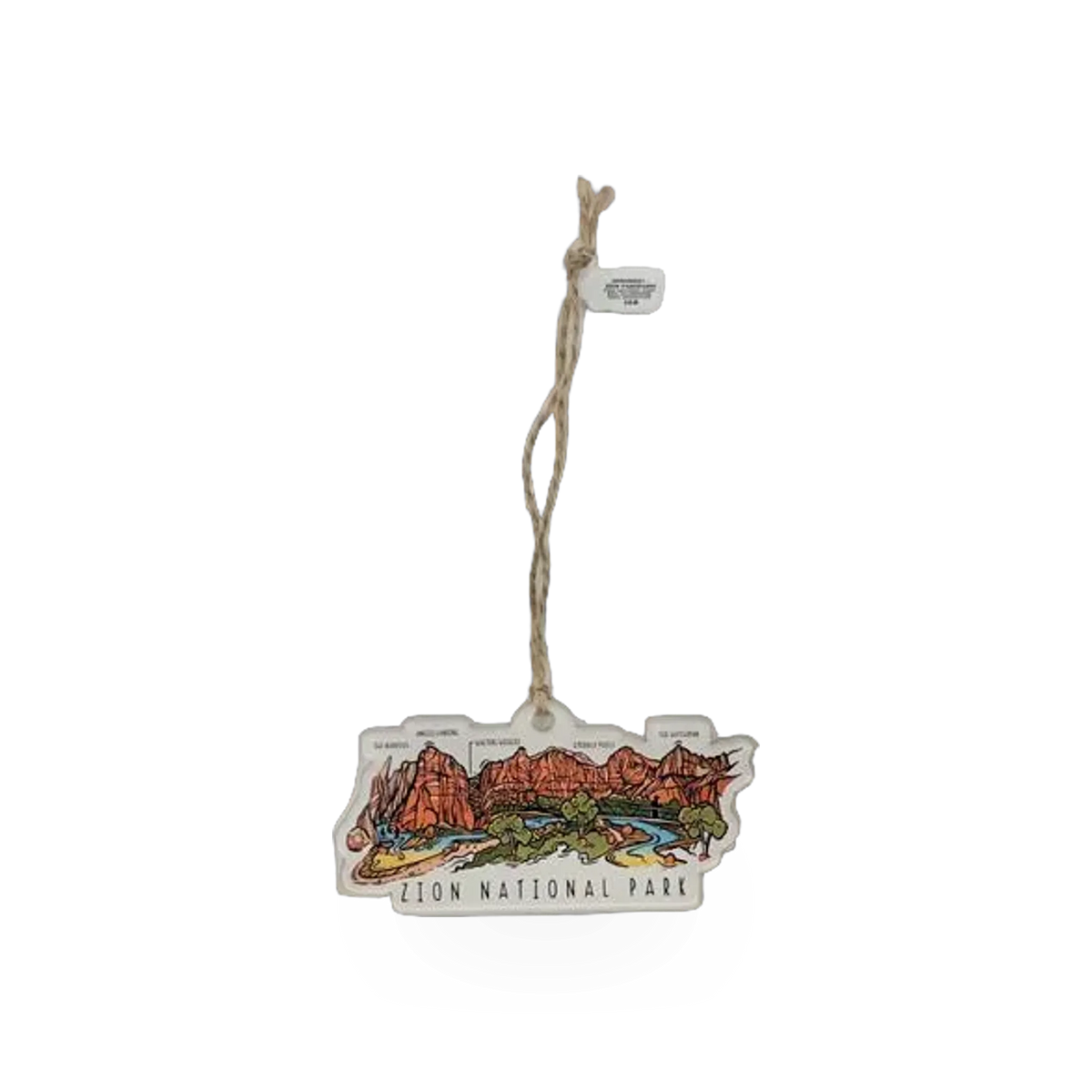 Wild Tribute Zion Panoramic Theme ornament showcasing a detailed panoramic landscape of Zion National Park.