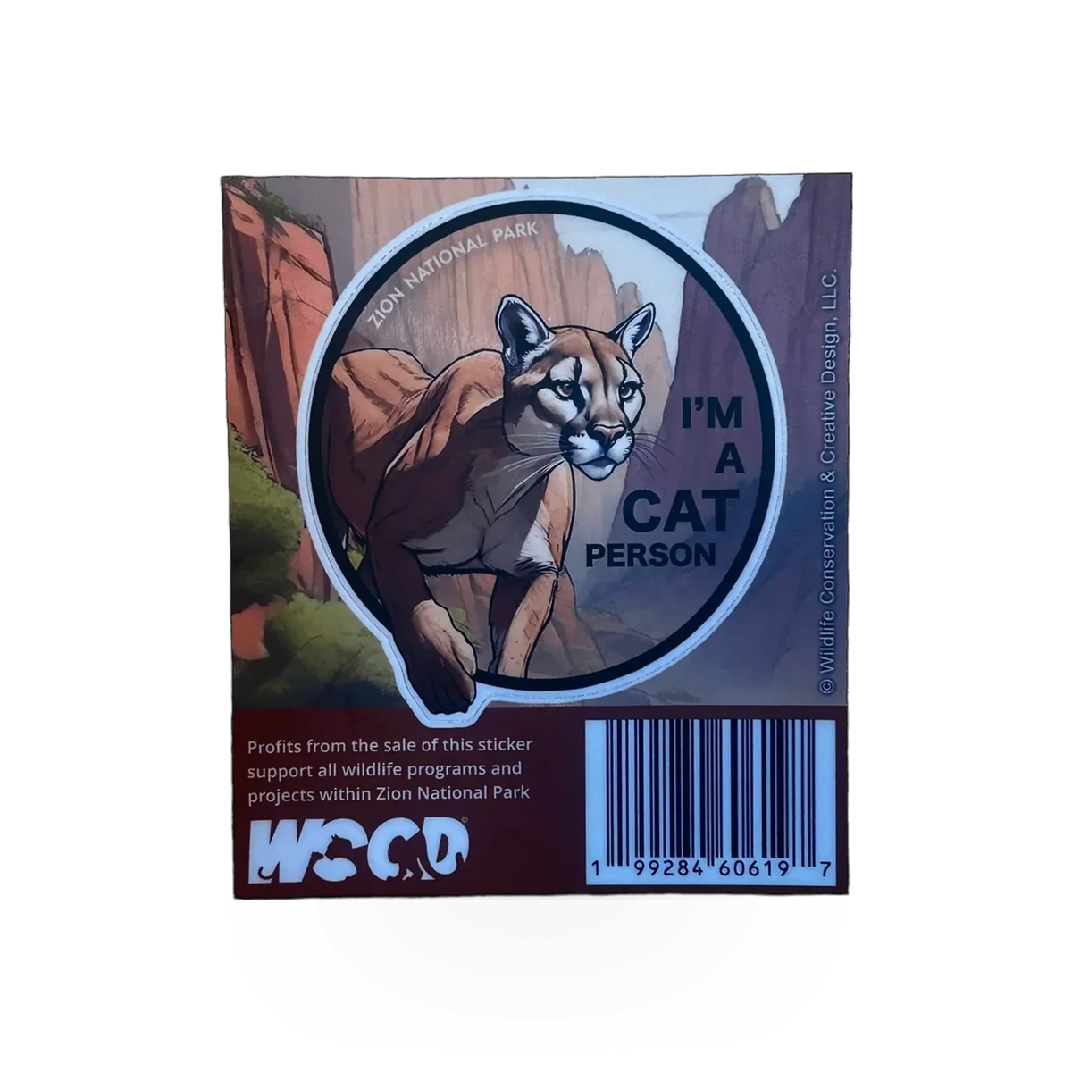Adopt-A-Mountain Lion Z FOREVER sticker featuring a realistic mountain lion illustration for wildlife conservation awareness.