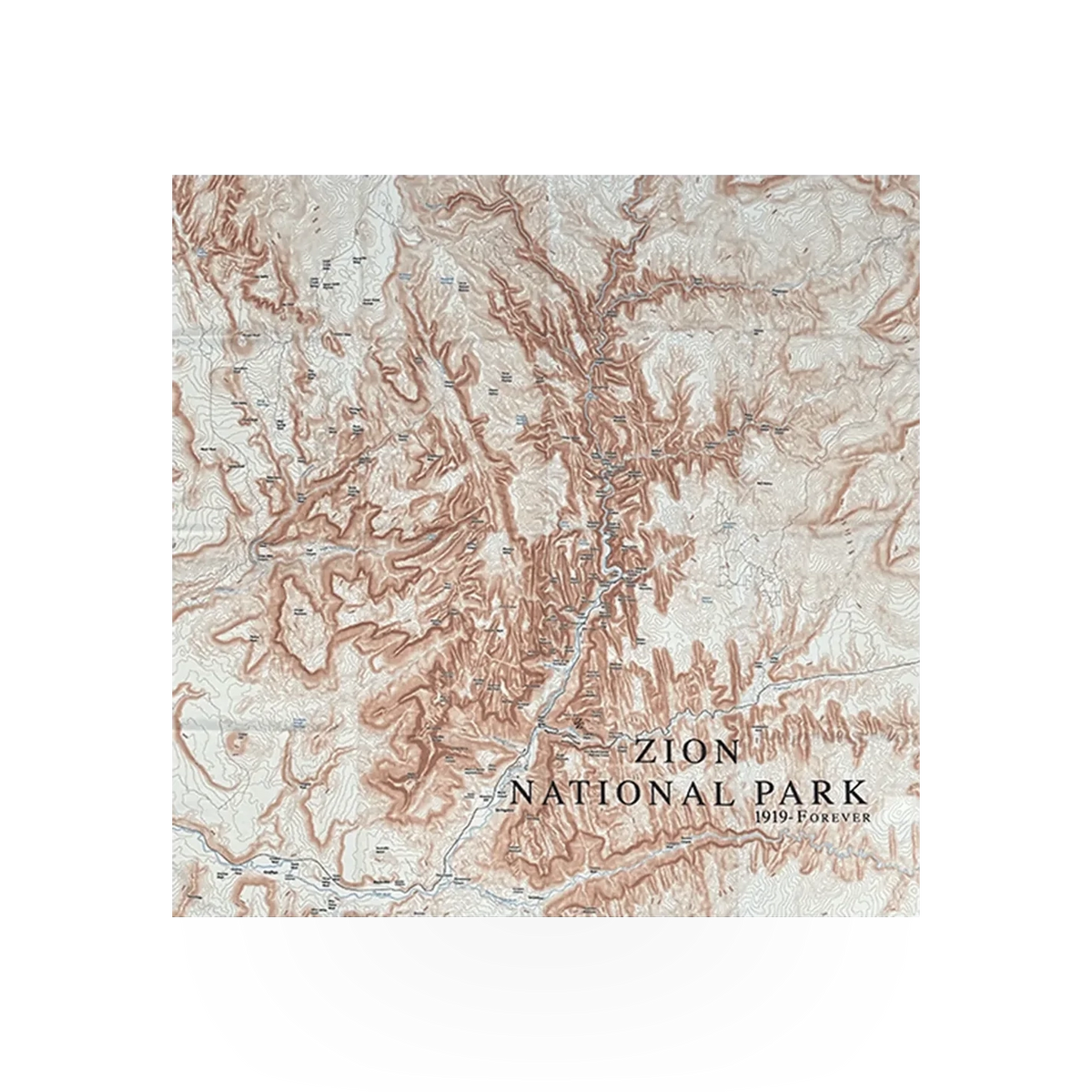 Smith Western 24-inch Zion Topo Map bandana featuring detailed topographical design for outdoor adventure and style.
