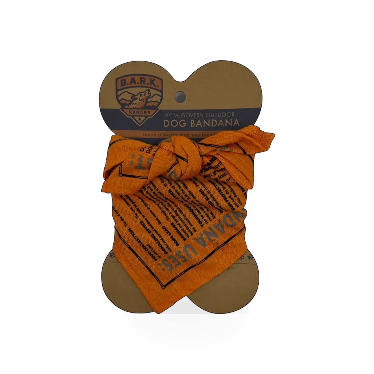 Dog wearing a Bark Ranger themed bandana by McGovern Maps featuring a fun Bark Ranger design.