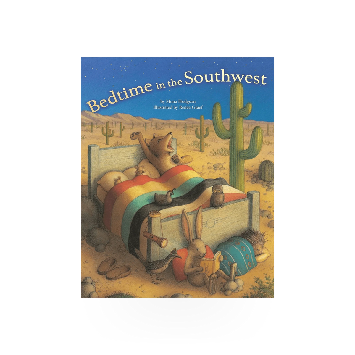 Children's board book titled "Bedtime in the SW" by Simon & Schuster, showing colorful illustrations and a bedtime scene.