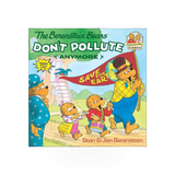 Children's book titled "Bernstein Bears Don't Pollute" by Penguin Random House, featuring colorful cover art with Bernstein Bears characters.
