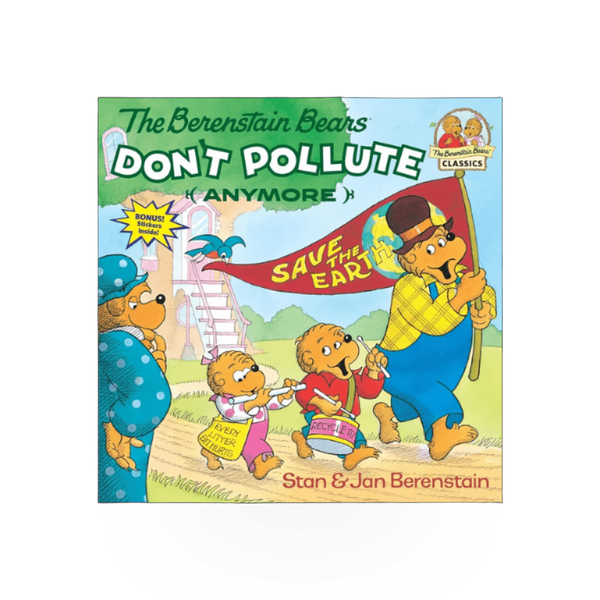 Children's book titled "Bernstein Bears Don't Pollute" by Penguin Random House, featuring colorful cover art with Bernstein Bears characters.