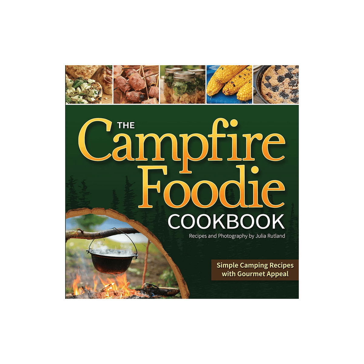 AdventureKeen Campfire Foodie Cookbook, a hardcover pub book with outdoor cooking recipes and camping food ideas.