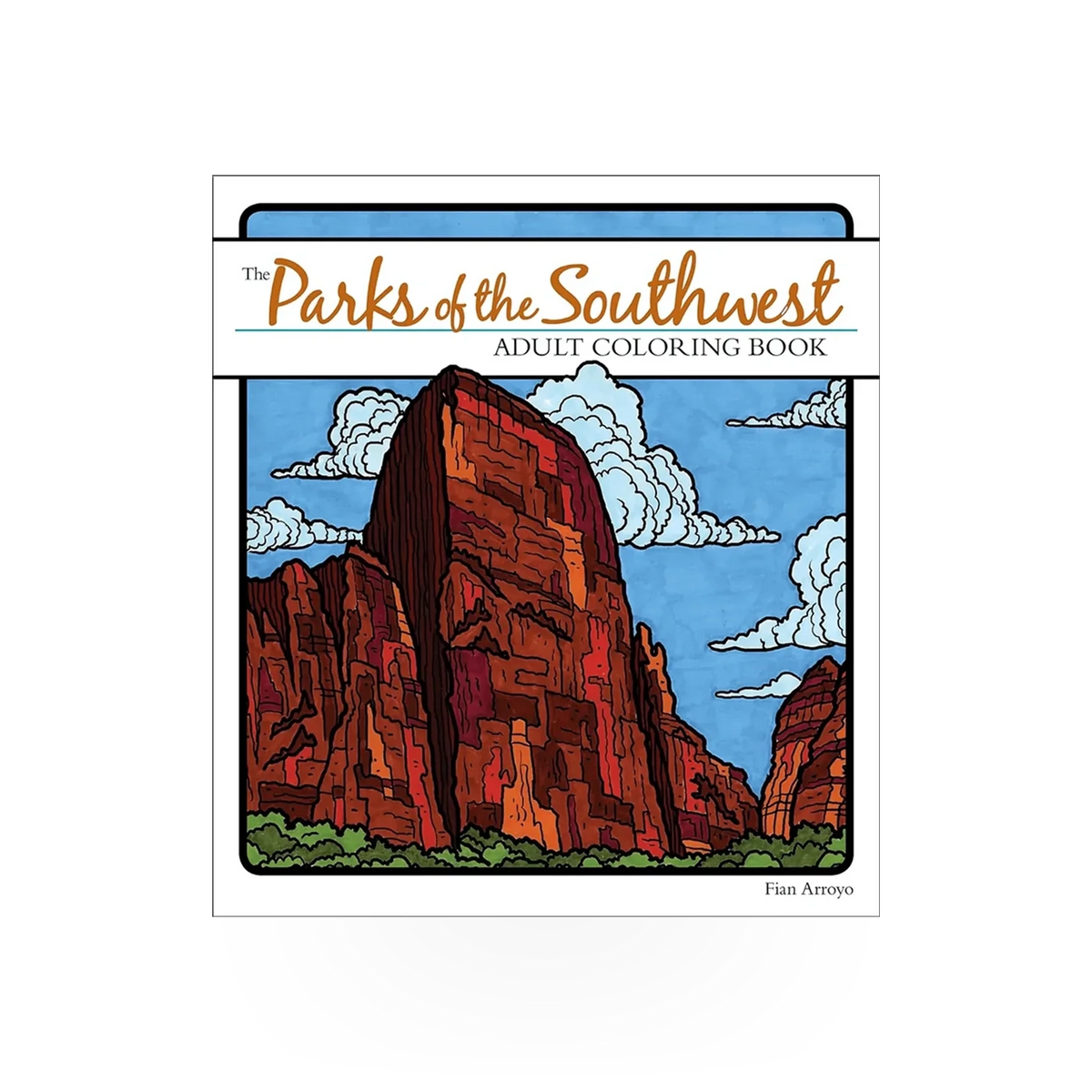 Coloring book titled Parks Of The SW by AdventureKeen featuring outdoor park illustrations on the cover.