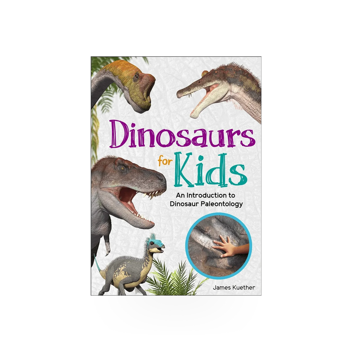 Children's dinosaur book titled "Dinosaurs for Kids" by AdventureKeen, featuring colorful dinosaur illustrations on the cover.