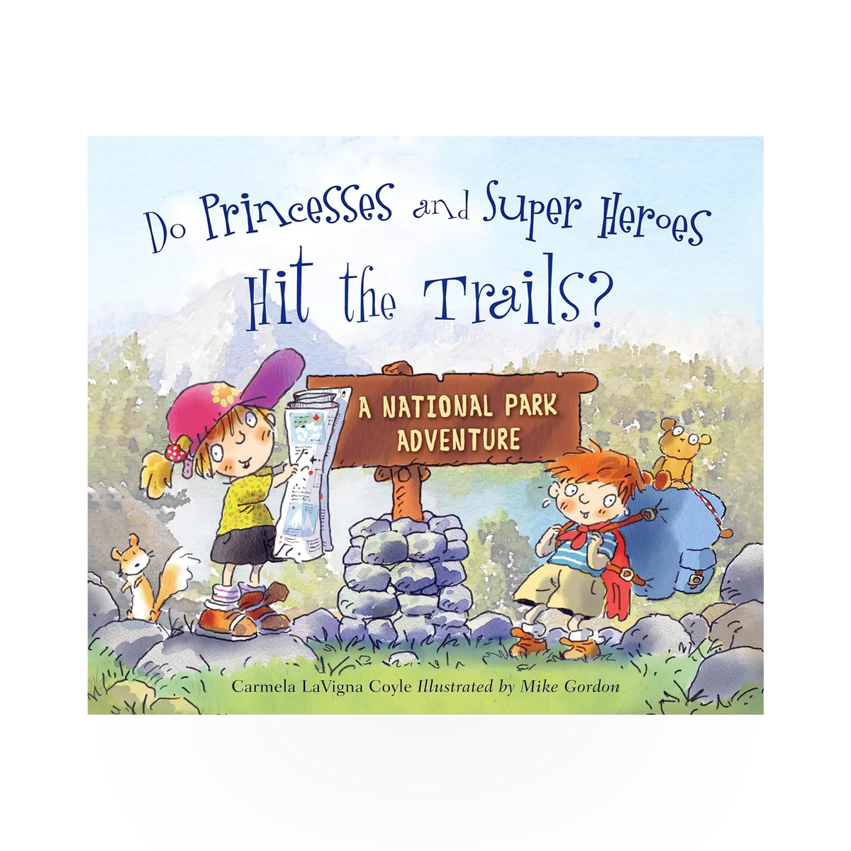 Children's book titled "Do Princesses and Super Heroes Hit the Trails" by Simon & Schuster featuring colorful cover art.