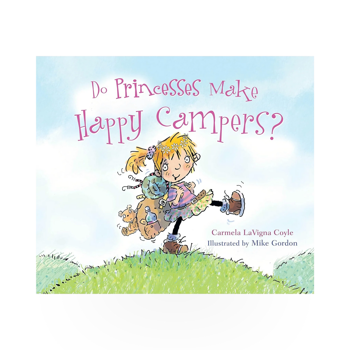 Cover of "Do Princesses Make Happy Campers" by Simon & Schuster, a children's book with colorful princess illustrations.