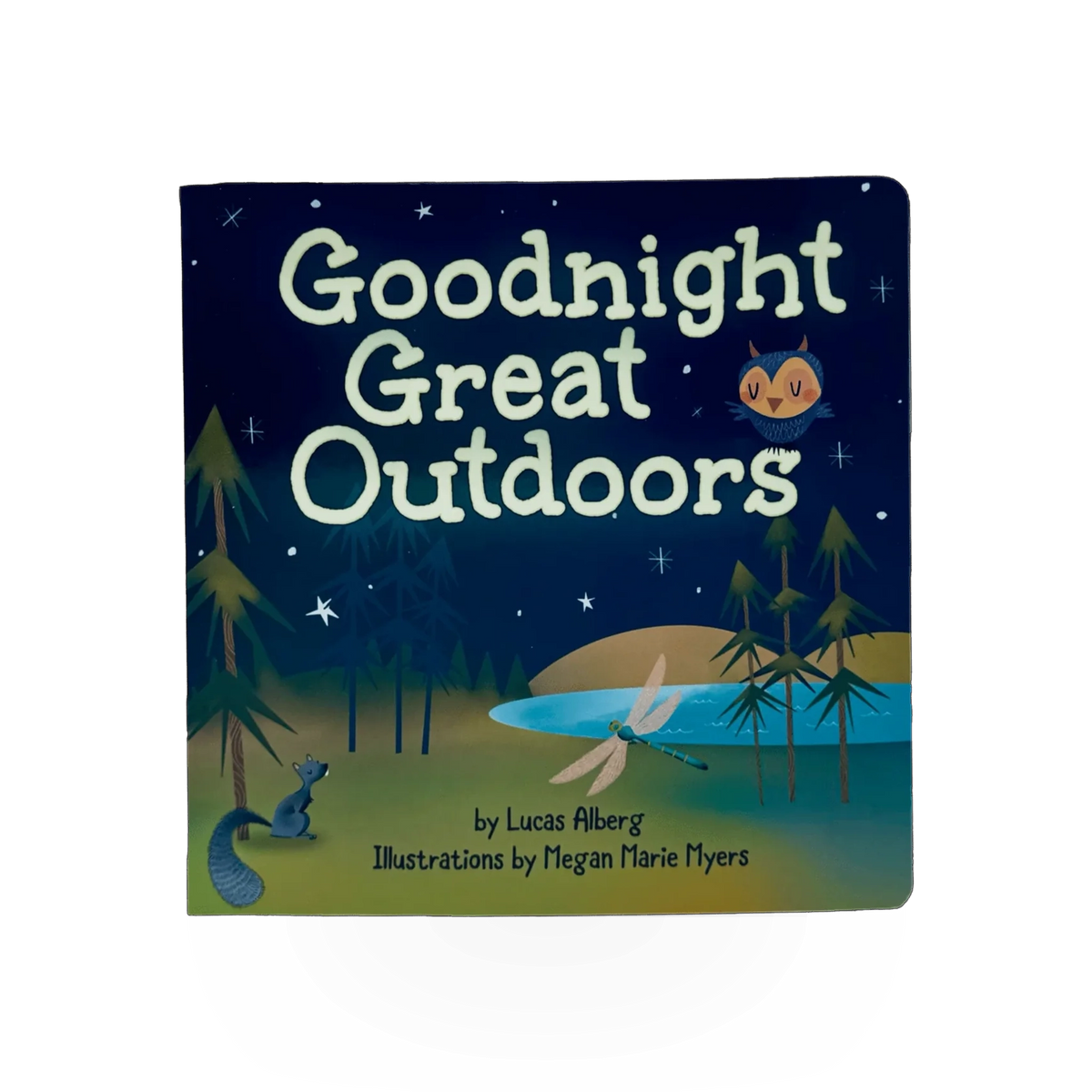 AdventureKeen "Good Night Great Outdoors" book cover featuring a nighttime outdoor scene with stars and trees.