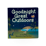 AdventureKeen "Good Night Great Outdoors" book cover featuring a nighttime outdoor scene with stars and trees.