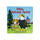 Hello National Parks board book by Arcadia Publishing, colorful pages featuring iconic national park images for children.