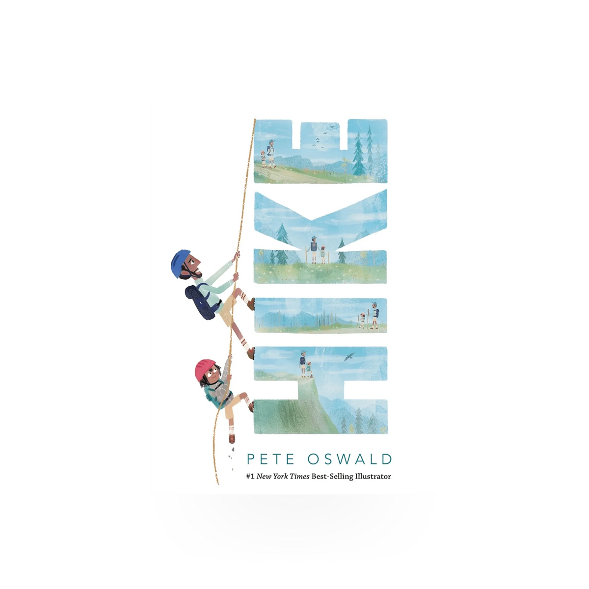 Penguin Random House "HIKE" book cover, showcasing a hiking trail scene with vibrant colors and detailed illustrations.