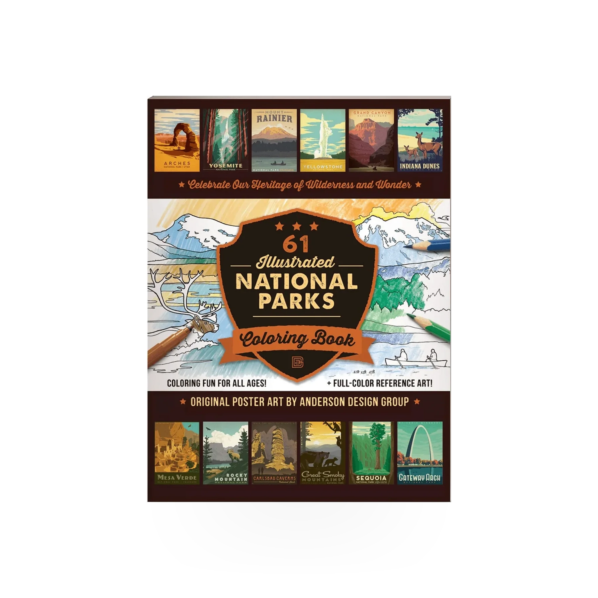 Illustrated National Park coloring book by Pumpernickel Press featuring scenic outdoor images for coloring.