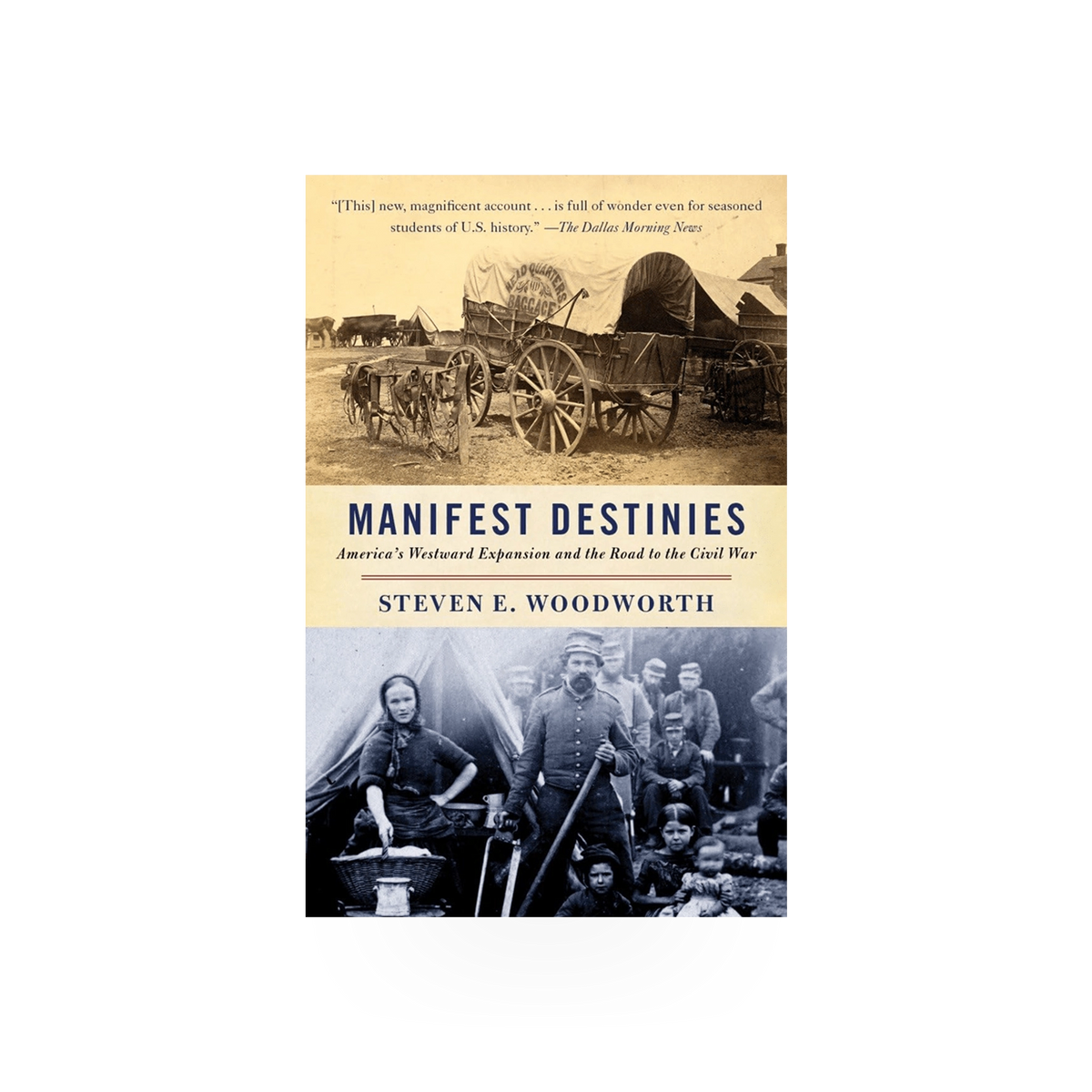 Paperback book titled Manifest Destinies by Penguin Random House, featuring a cover with abstract artwork and bold typography.