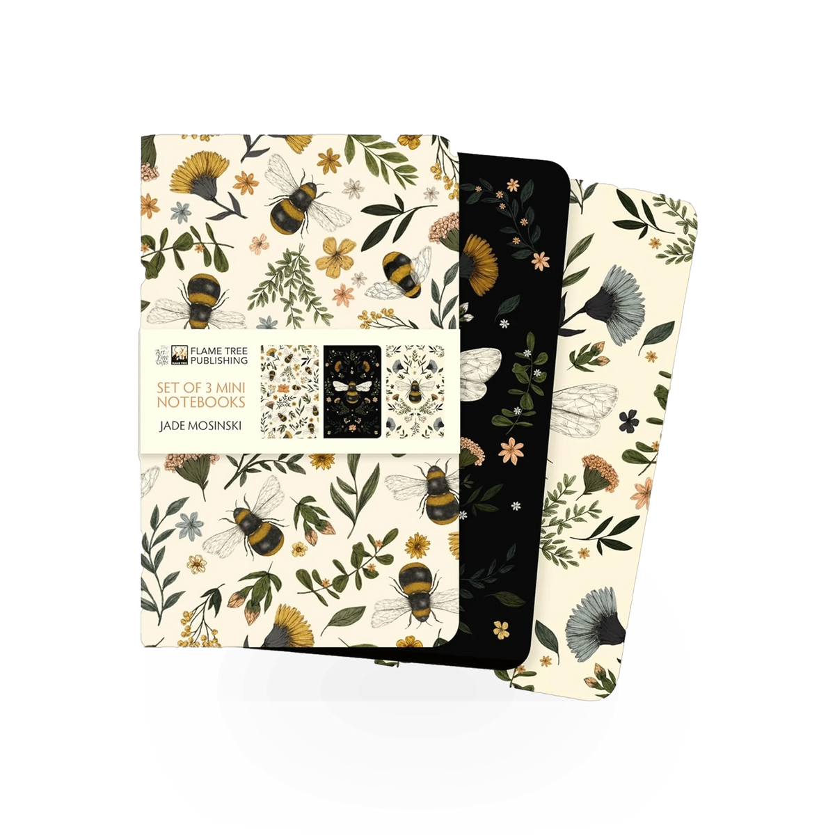 Set of three Mini Pollinator Notebook books by Simon & Schuster featuring colorful pollinator illustrations on the covers.