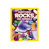 National Geographic Everything Rocks & Minerals book by Penguin Random House showing colorful cover with rocks and mineral illustrations.