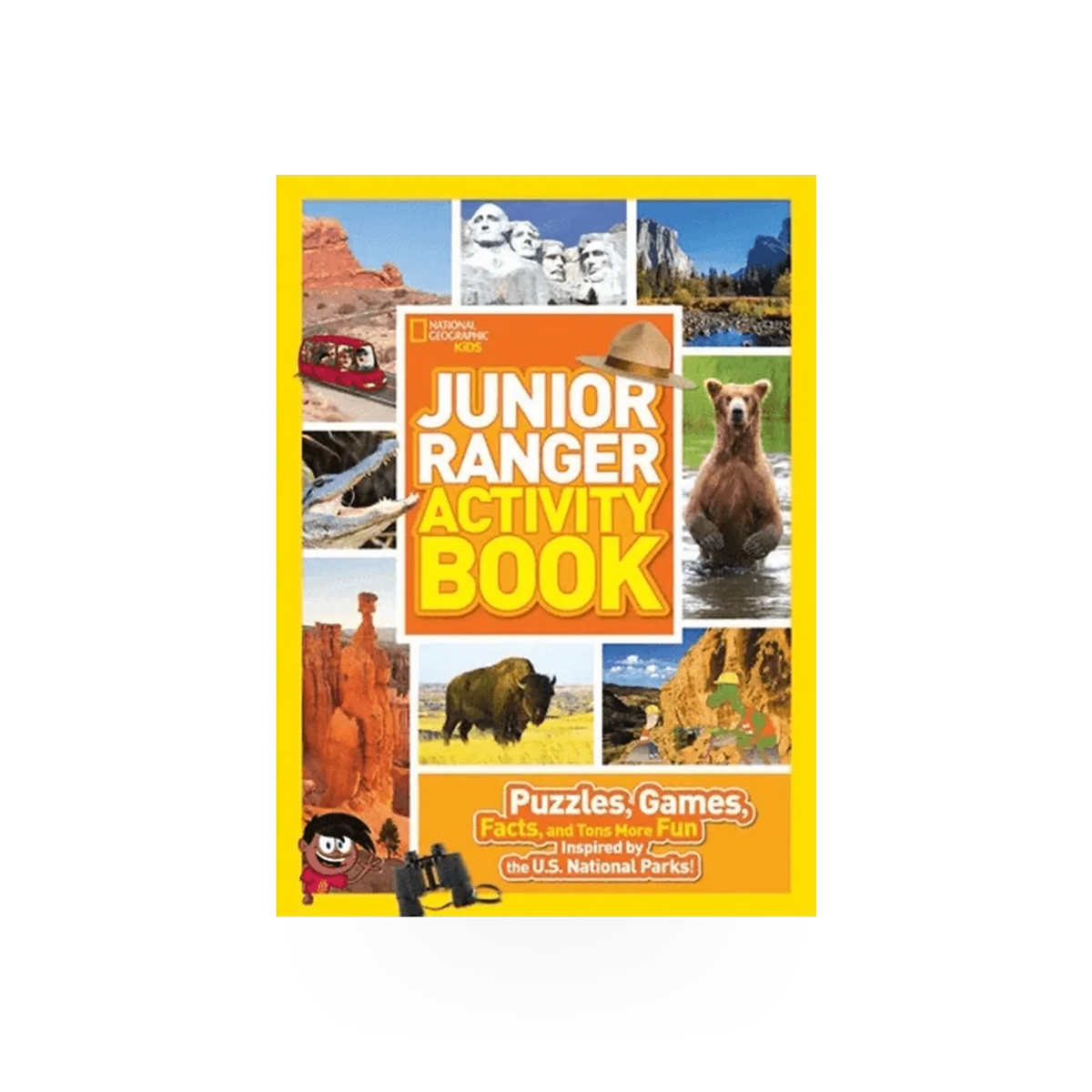 Children's activity book by Penguin Random House titled Nat Geo Kid Jr Ranger Activity, featuring colorful nature and wildlife illustrations.