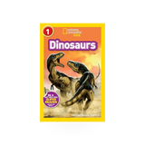 Children's educational book titled Nat Geo Kids Dinosaurs Level 1 by Penguin Random House, featuring colorful dinosaur illustrations.