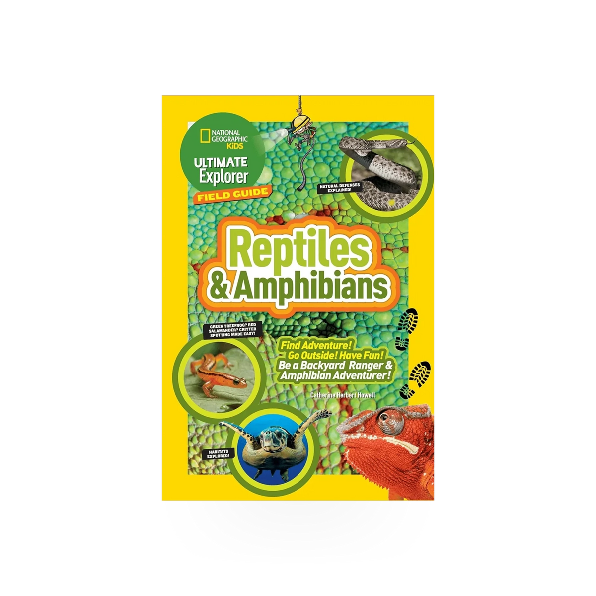 Children's Nat Geo Kids field guide book on reptiles and amphibians, featuring colorful illustrations and educational content.