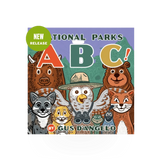 Children's National Parks ABC! board book by Mountaineers Books featuring colorful illustrations of national park animals and landscapes.