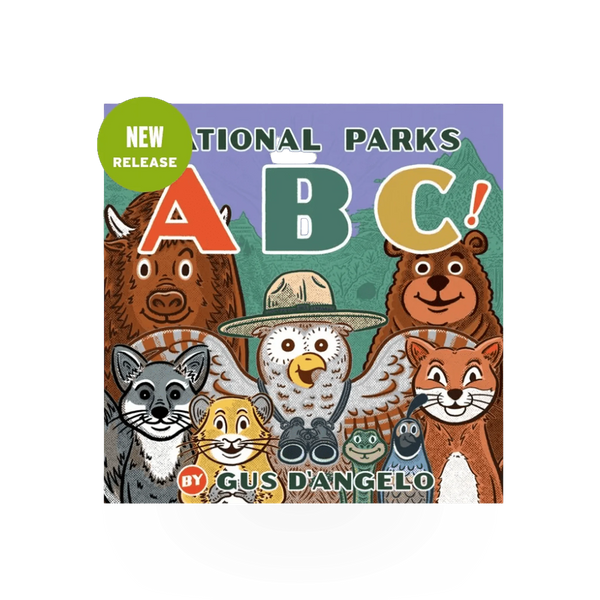 Children's National Parks ABC! board book by Mountaineers Books featuring colorful illustrations of national park animals and landscapes.
