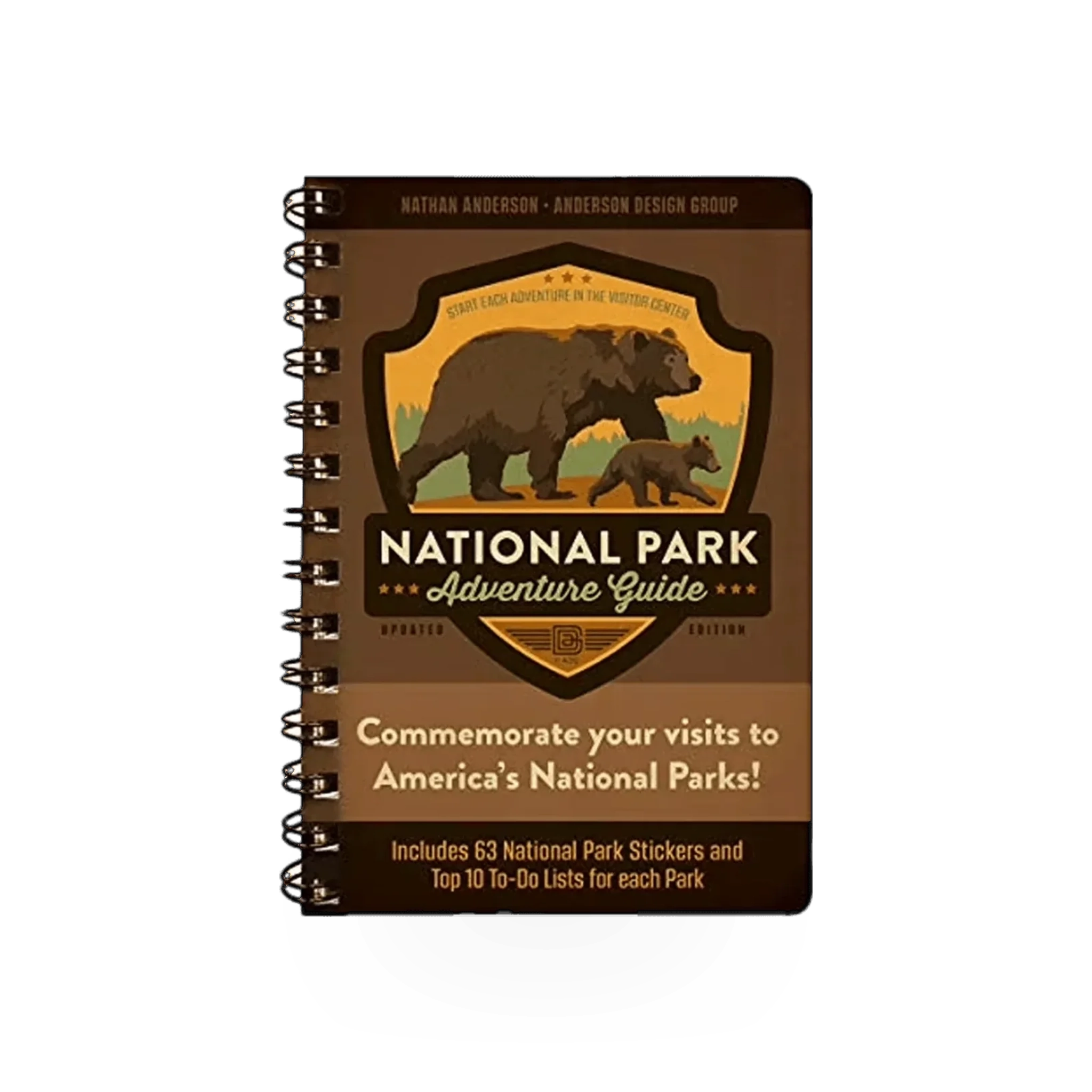 Pumpernickel Press National Park Adventure Guide book showing colorful cover with images of national parks and outdoor scenery.