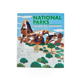 Color-by-number book featuring national parks illustrations by Simon & Schuster, suitable for coloring and outdoor-themed art projects.