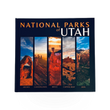Hardcover book titled "National Parks of Utah" by Park Partners, featuring scenic images of Utah's national parks.