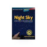 AdventureKeen Night Sky Field Guide book with built-in flashlight, showcasing star charts and guide pages for stargazing.