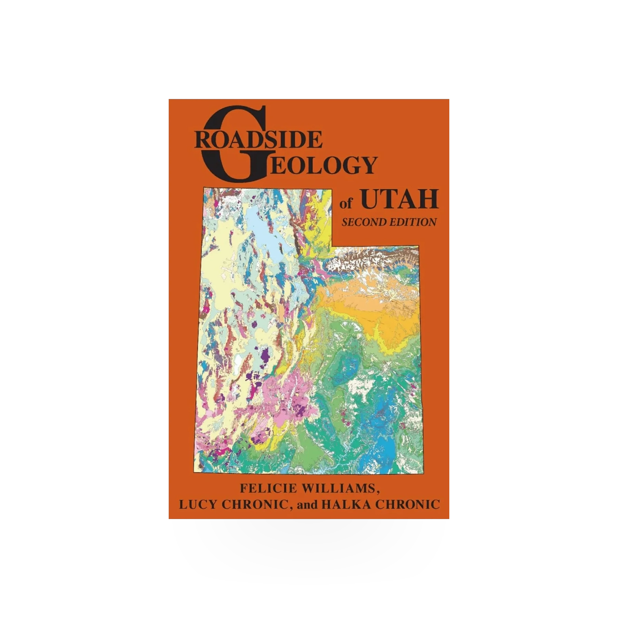 Book cover of "Roadside Geology of Utah" by Mountain Press Publishing, featuring geological maps and scenic Utah landscapes.