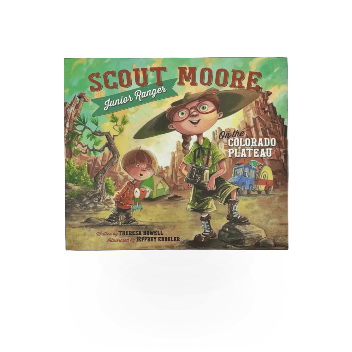 Book titled "Scout Moore Colorado Plateau" published by Grand Canyon Conservancy, featuring a cover image with scenic landscape.