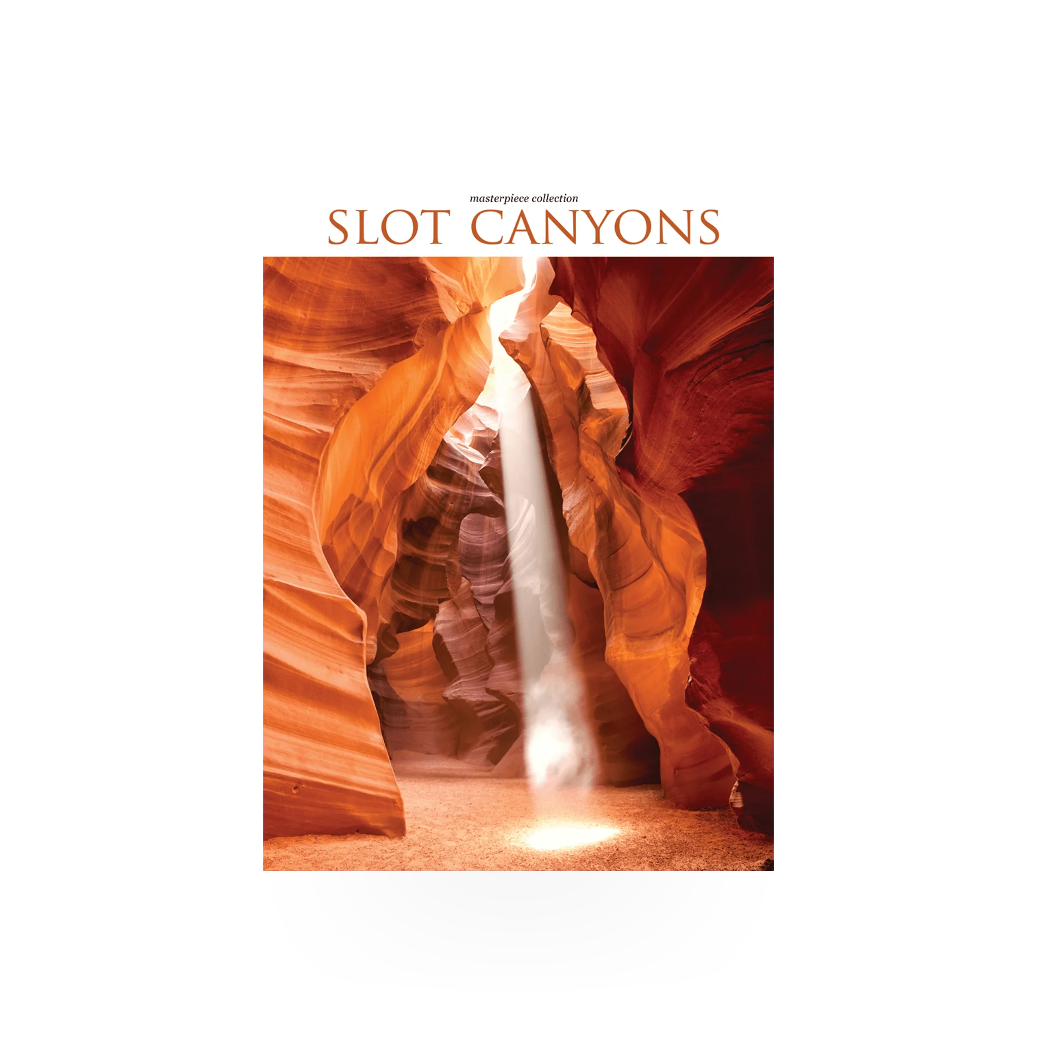 Book titled "Slot Canyons Masterpiece" by Park Partners, featuring detailed images of stunning slot canyon landscapes.
