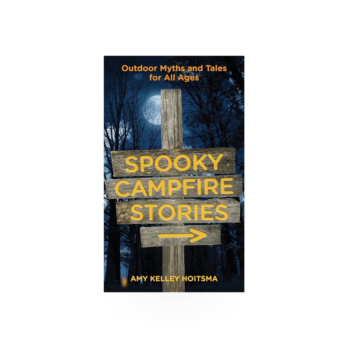 Spooky Campfire Stories book by Simon & Schuster, featuring a dark cover with ghostly illustrations and campfire scene.