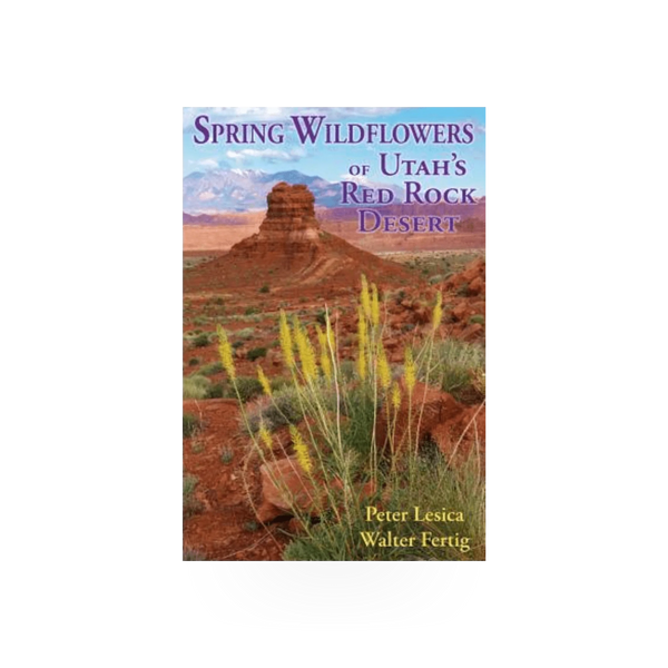 Book showing colorful spring wildflowers in Utah desert, titled "Spring Wildflowers Utah Desert" by Mountain Press Publishing.