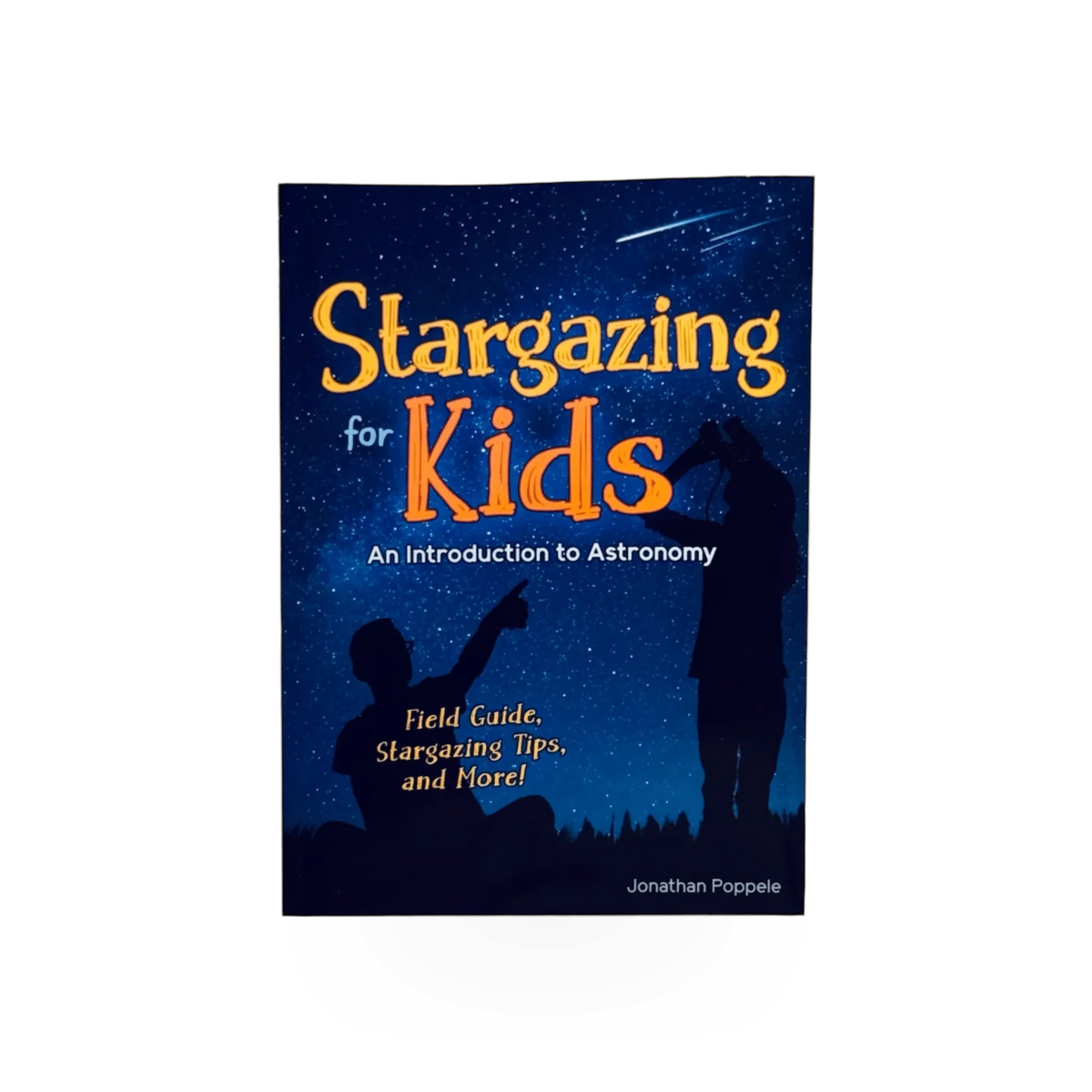 Children's stargazing book by AdventureKeen, open to pages with star charts and illustrations for young astronomy enthusiasts.