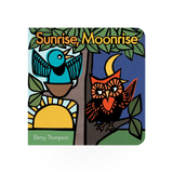 Sunrise and Moonrise board book by Simon & Schuster featuring colorful illustrations of day and night scenes for children.