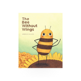 Open copy of "The Bee Without Wings" book by Chronicle Books, featuring colorful cover art and illustrations.