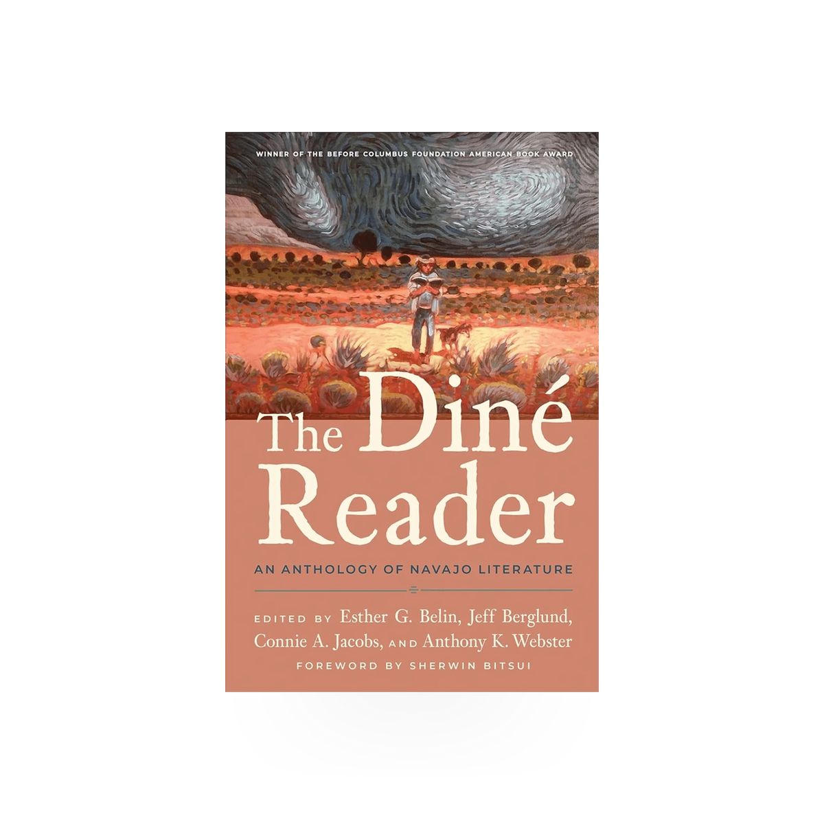 The Dine' Reader book published by Chicago Distribution Center, featuring a cover with Native American artwork and title.