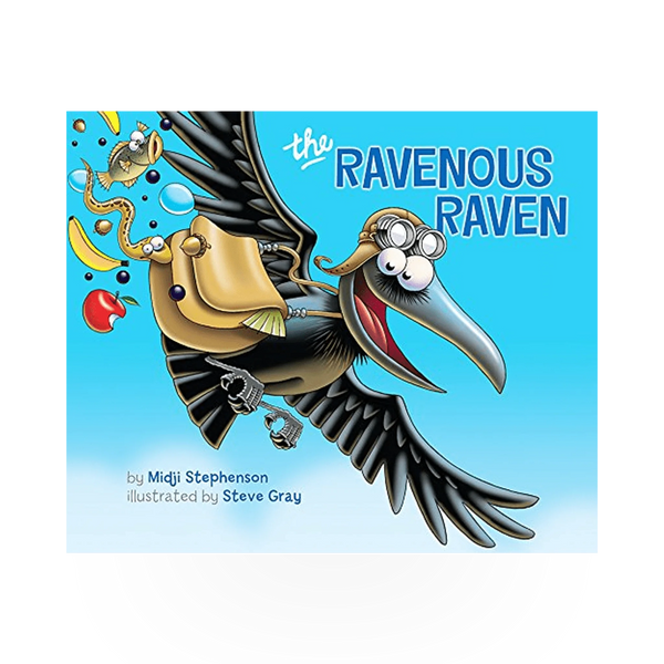 Hardcover book titled "The Ravenous Raven" by Grand Canyon Conservancy, featuring a detailed cover illustration.