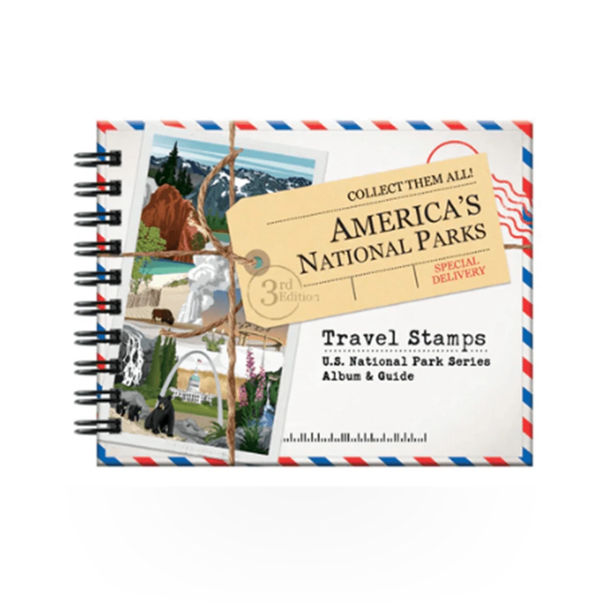 Travel Stamps US National Parks travel stamp album book with colorful pages for collecting park stamps and memorabilia.